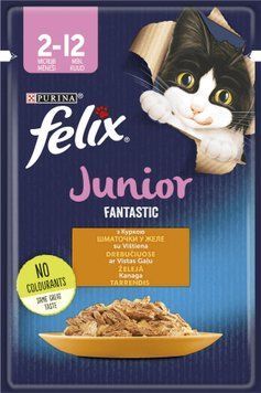 FELIX Fantastic Junior для котят, кусочки в желе, с курицей, 85 г 7613039832189 фото