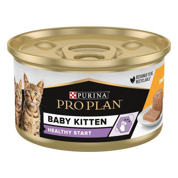 Вологий корм PRO PLAN Baby Kitten Healthy Start для кошенят після відлучення від матері, мус, з куркою, 85 г 8445290673718 фото