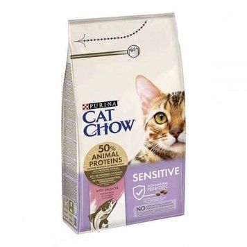 Сухий корм CAT CHOW Sensitive для дорослих котів із чутливою шкірою та травленням, з лососем, 1,5 кг 7613035394131 фото