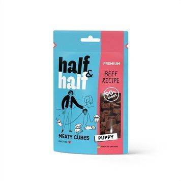 Ласощі для цуценят Half&Half у формі м'ясних кубиків з яловичиною, 100 г 4823082431786 фото