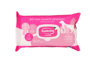 Влажные салфетки для всех типов шерсти кошек и собак Inodorina Everyday Acqua di Rose с ароматом розы, 40 шт 230.0030.001 фото
