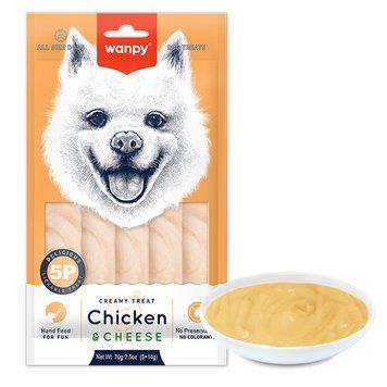 Wanpy Creamy Lickable Treat Chicken&Cheese ВАНПИ КУРИЦА СЫР жидкое лакомство для собак , 0.07 кг., в пакунку 5 стіків по 14 г см. RA-73 фото