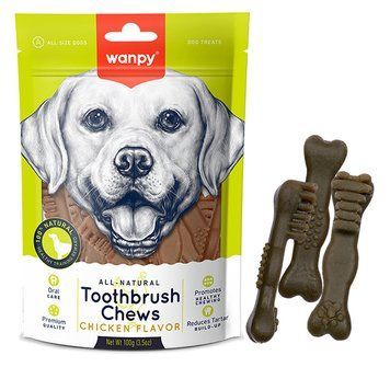 Wanpy Toothbrush Chews Chicken ВАНПІ ЗУБНА ЩІТКА жувальні ласощі зі смаком курки для собак , 0.1 кг. DB-13 фото