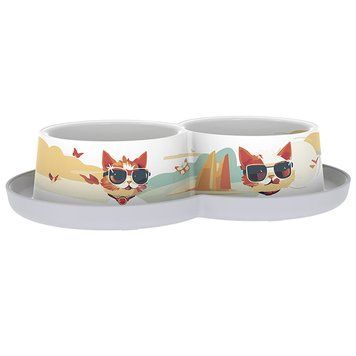 Moderna Double Trendy Dinner Indy&Louise МОДЕРНАЯ ИНДИ и ЛУИЗА двойная миска для кошек, 2х350мл, 0 л., 2 х 350 мл л., серо-белый л. H136027IL фото