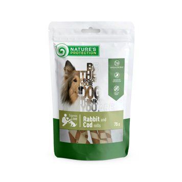 Лакомство для собак, роллы из кролика и трески, Nature's Protection snack for dogs rabbit and cod rolls, 75г SNK46095 фото