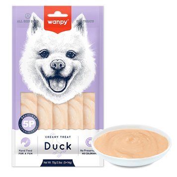 Wanpy Creamy Lickable Treat Duck ВАНПИ УТКА жидкое лакомство для собак , 0.07 кг., в пакунку 5 стіків по 14 г см. RA-70 фото