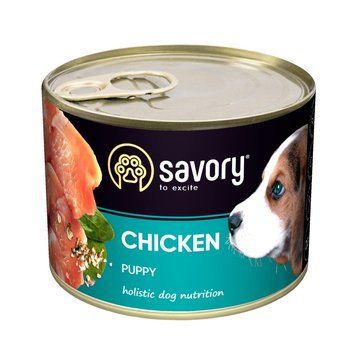 Вологий корм Savory для цуценят усіх порід, з куркою, 200 г 4820232630549 фото