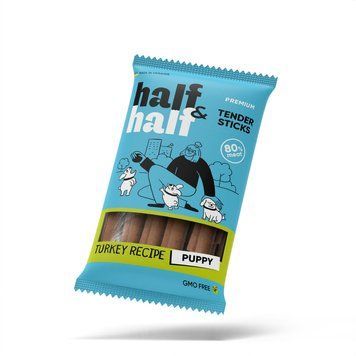 Ласощі для цуценят Half&Half у формі м'ясних паличок з індичкою, 100 г 4823082431755 фото