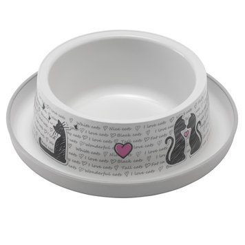 Moderna Trendy Dinner Cats in Love МОДЕРНАЯ ВЛЮБЛЕННЫЕ КОТЫ миска для кошек, 350мл, Белый см., 0.35 л., 17x17x5,3 см. H131027CL фото