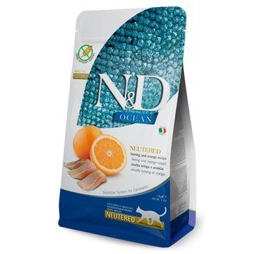 Farmina N&D Ocean Neutered Cat Herring and Orange с селедкой для кастрированных кошек, 300г 175580 фото