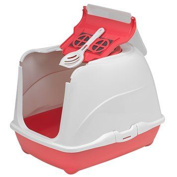Moderna Flip Cat МОДЕРНА ФЛИП КЕТ закритий туалет з відкидною кришкою для котів, 50х39х37см , Кораловий см., 50(Д) х 39(Ш) х 37(В) см. C230371 фото