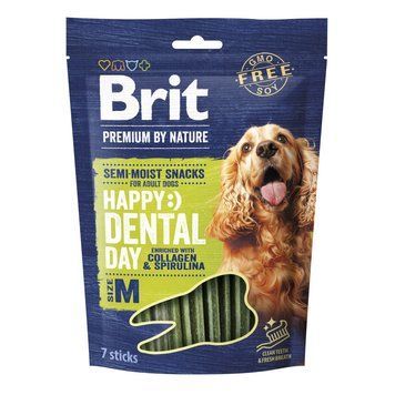 Лакомство для собак средних пород Brit Premium Dental Snacks M с коллагеном и спирулиной, 180 г 112283 фото