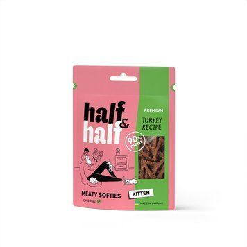 Лакомство для котят Half&Half в форме мясных кусочков с индейкой, 50 г 4823082431830 фото