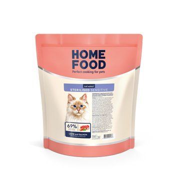 Home Food с ягненком, лососем и яблоком для кошек с чувствительным пищеварением, 200г 3188002 фото