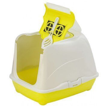 Moderna Flip Cat МОДЕРНА ФЛИП КЕТ закритий туалет з відкидною кришкою для котів, 50х39х37см , Лимонний см., 50(Д) х 39(Ш) х 37(В) см. C230329 фото