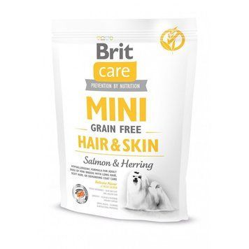 Brit Care Grain Free Mini Hair Skin для собак мніатюрних порід для шкіри та шерсті з лососем та оселедцем, 400 г 8595602520237 фото