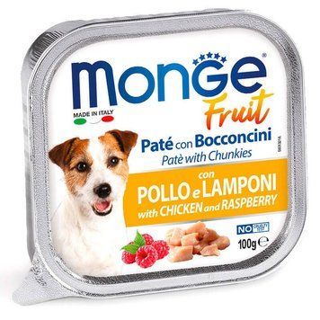 Monge DOG FRUIT &mdash; Нежный паштет с курицей и малиной для собак 100г 70013215 фото