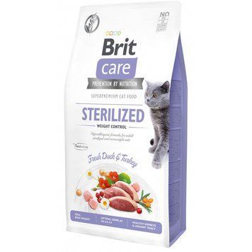Brit Care Cat Grain Sterilized Weight Control для стерилизованных кошек с избыточным весом с уткой и индейкой, 7 кг 8595602540785 фото
