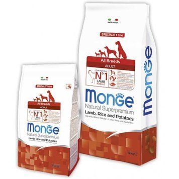 Monge Natural Superpremium All Breeds Adult Hypoallergenic &ndash; Сухий корм з ягнятком, рисом та картоплею для дорослих собак-алергіків усіх порід 15кг 70006354 фото