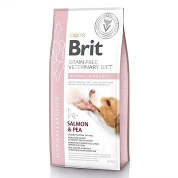 Brit Grain VetDiet Dog Hypoallergenic для собак с пищевой аллергией с лососем горохом и гречкой, 12 кг 8595602528035 фото