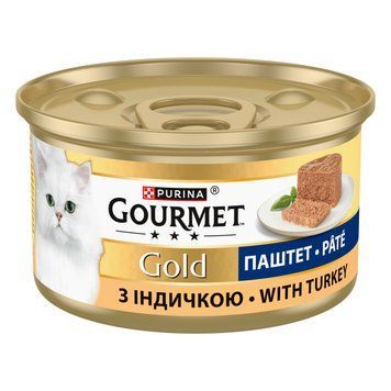 Вологий корм GOURMET Gold для дорослих котів, паштет, з індичкою, 85 г 7613031380992 фото