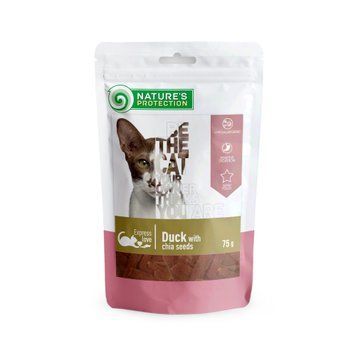 Ласощі для котів, снеки з качкою і чіа, Nature's Protection snack for cats with duck with chia seeds, 75г SNK46113 фото