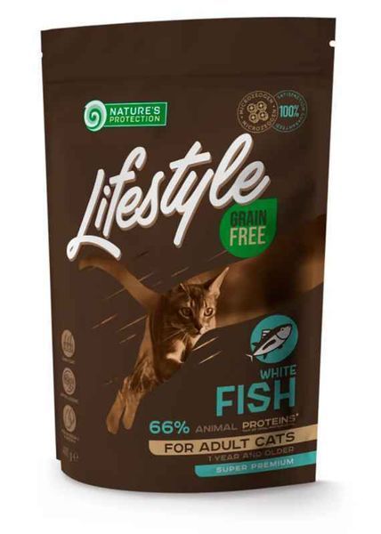 Nature's Protection Lifestyle Adult White fish Сухой беззерновой корм для кошек с белой рыбой, 400 г NPLS45958 фото