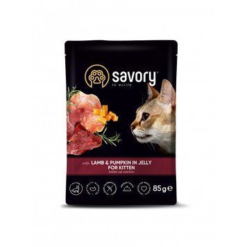 Корм вологий Savory Kitten Pouch Lamb and Pumpkin in Jelly для кошенят з ягням та гарбузом у желе 85 г 4820261920086 фото