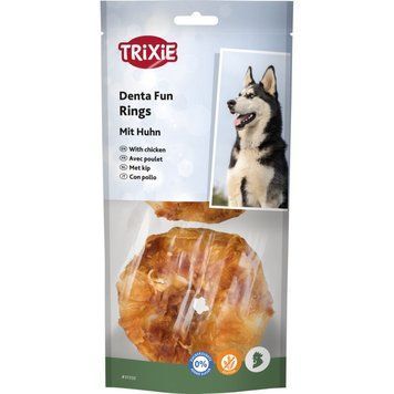 Ласощі Trixie Denta Fun для собак Кільце для чищення зубів з куркою 6 см 110 г 2 шт 4011905313320 фото