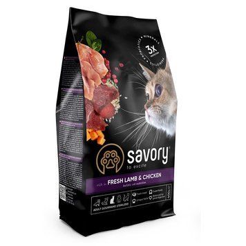 Корм сухий Savory Adult Cat Steril Fresh Lamb and Chicken для стерилізованих котів з ягнятиною та куркою 400 г 4820232630105 фото
