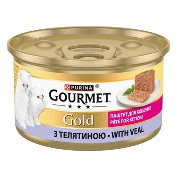 Вологий корм GOURMET Gold для кошенят, паштет, з телятиною, 85 г 7613036330596 фото
