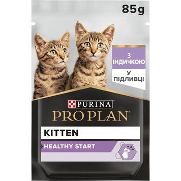Вологий корм PRO PLAN Kitten Healthy Start для кошенят, шматочки у підливці, з індичкою, 85 г 7613036093453 фото