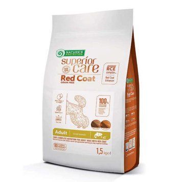 Nature's Protection Superior Care Red Coat Grain Free Salmon Adult Small Breeds Сухий беззерновий корм для дорослих собак малих порід з рудим забарвленням з лососем, 1,5 кг NPSC47230 фото