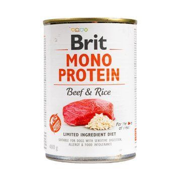 Влажный корм Brit Mono Protein Beef&Rice для собак, с говядиной и рисом, 400 г 8595602555345 фото