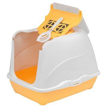 Moderna Flip Cat Jumbo МОДЕРНА ФЛИП КЕТ ДЖУМБО закритий туалет з відкидною кришкою для котів, 58х45х42см , Абрикосовий см., 58(Д) х 45(Ш) х 42(В) см. C240391 фото