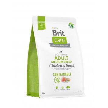 Brit Care Dog Sustainable Adult Medium Breed для взрослых собак средних пород с курицей и насекомыми, 3 кг 8595602558698 фото