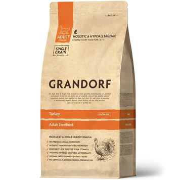 Grandorf TURKEY STERILISED индейка, для стерилизованных кошек от 1 года, 400 г 82202 фото