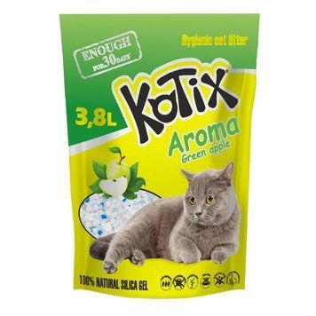 Силікагелевий наповнювач для котячого лотка KOTIX Green Apple з ароматом зеленого яблука KN7455 фото