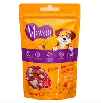 Ласощі для собак Mavsy CALCIUM BONE with DUCK качина ніжка з кальцієм, 100 г LSD07 фото