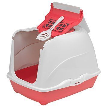 Moderna Flip Cat Jumbo МОДЕРНА ФЛИП КЕТ ДЖУМБО закритий туалет з відкидною кришкою для котів, 58х45х42см , Кораловий см., 58(Д) х 45(Ш) х 42(В) см. C240371 фото