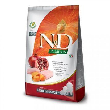 Farmina N&D Pumpkin GF Chicken & Pomegranate Puppy Medium & Maxi з куркою, гарбузом і гранатом для цуценят середніх і великих порід 2,5кг 156341 фото