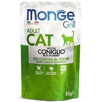 Monge Grill Adult Cat Rabbit &ndash; Консервований корм із кроликом для дорослих котів 85г 70013611 фото
