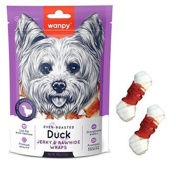 Wanpy Duck Jerky & Rawhide Wraps ВАНПИ КОСТЬ С УЗЛАМИ И ВЯЛЕНОЙ УТКОЙ лакомство для собак , 0.1 кг. DD-02H фото