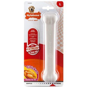 Nylabone Extreme Chew Bone НІЛАБОН БОУН жувальна іграшка кістка для собак, смак курки , L, для собак до 23 кг см., Курка см., 19,7x4,4x2,5 см. 77813 фото