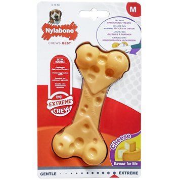 Nylabone Extreme Chew Cheese Bone НІЛАБОН СИРНА КІСТКА жувальна іграшка для собак, смак сиру , M, для собак до 16 кг см., Сир см., 12,5x6x3 см. 84104 фото