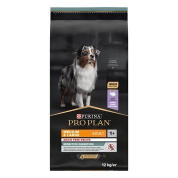 Сухой корм PRO PLAN Medium & Large Adult 1+ Sensitive Digestion для взрослых собак средних и крупных пород, с чувствительным пищеварением, беззерновой, с индейкой, 12 кг 7613036731997 фото