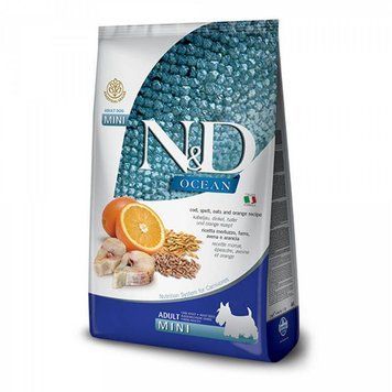 Farmina N&D Ocean Cod, Spelt, Oats & Orange Adult Mini з тріскою та апельсином для дорослих собак дрібних порід 800г 160732 фото