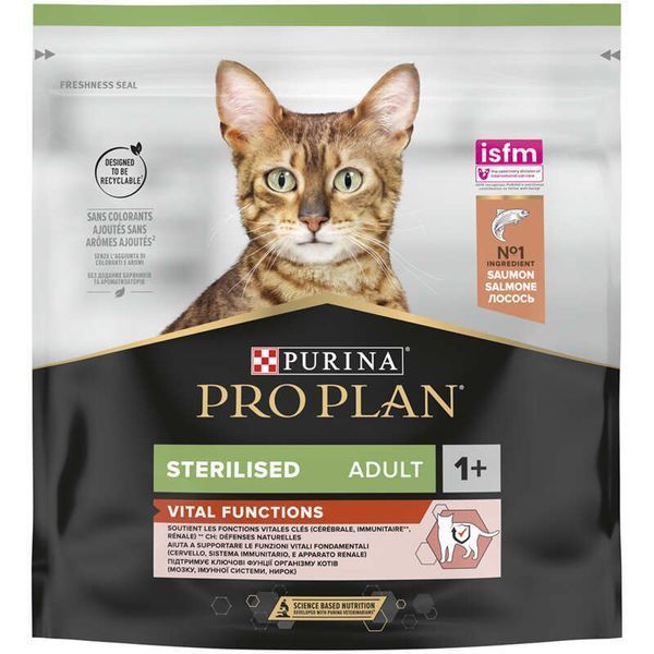 Сухий корм PRO PLAN Sterilised Adult 1+ Vital Functions для дорослих стерилізованих котів, з лососем, 400 г 7613036544832 фото