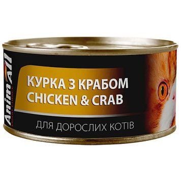 AnimAll (ЕнімАлл) &ndash; Вологий корм з куркою та крабом для дорослих котів 1шт 168322 фото