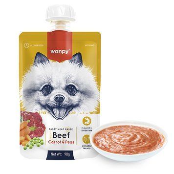 Wanpy Beef Carrot & Pea ВАНПІ КРЕМ-ПЮРЕ ЯЛОВИЧИНА З МОРКВОЮ рідкий корм для собак , 0.09 кг. RA-64 фото